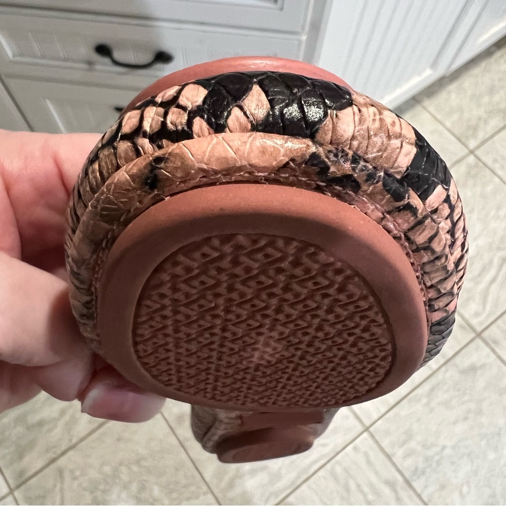Tory Burch Minnie Travel Ballet Stamped Snake Printed Leather Blush Pink Size 6 - Picture 8 of 11
